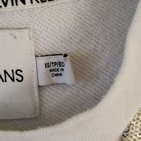 Calvin Klein Y2K Sequin SpellOut Raw Hem Long Sleeve Crop Top Size XS - Picture 7 of 9